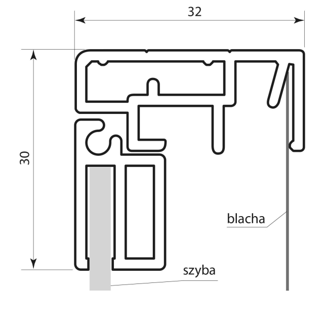 Gablota wewnętrzna jednodrzwiowa STANDING - różne wymiary